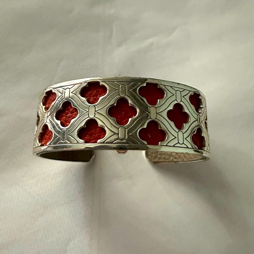 Brighton Cristo Silver Leather Cuff Bracelet